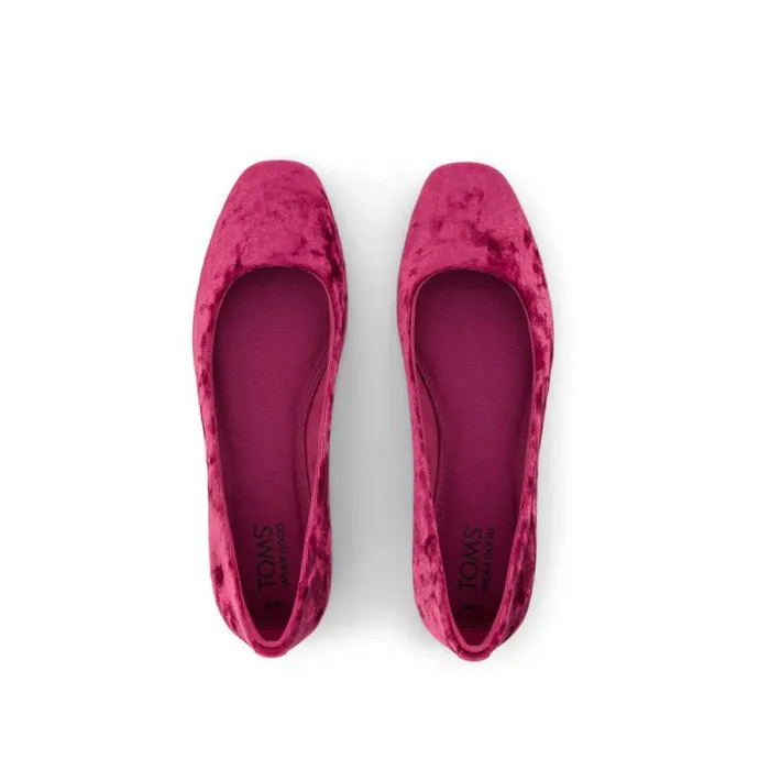 Toms Flats and Loafers Briella Flat Berry Burgundy Crushed Velvet 8211 Women Toms Flats and Loafers Briella Flat Berry Burgundy Crushed Velvet 8211 Women