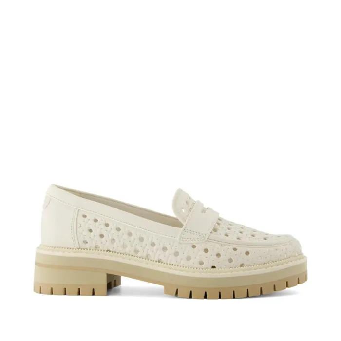 Toms Flats and Loafers Cara Loafer Light Sand Leather Embossed Perforated 8211 Women