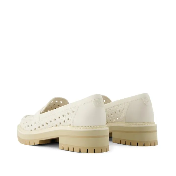 Toms Flats and Loafers Cara Loafer Light Sand Leather Embossed Perforated 8211 Women
