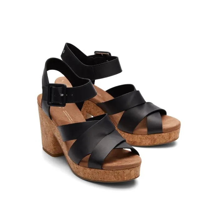 Toms Heels and Wedges Ava Sandal Black Black 8211 Women