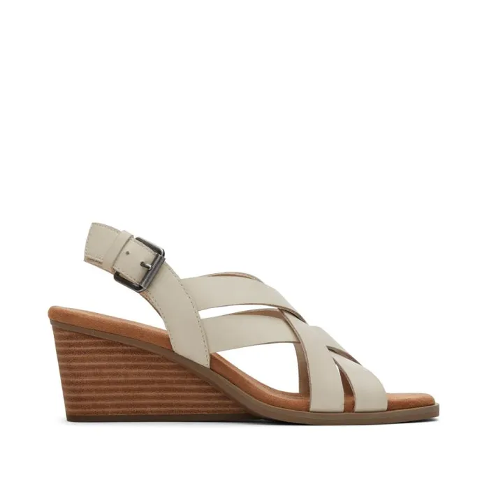Toms Heels and Wedges Gracie Wedge Sandal Leather Fog 8211 Women