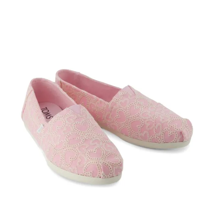 Toms Slip Ons Alpargata Classic Pink Hearts Eyelet 8211 Women