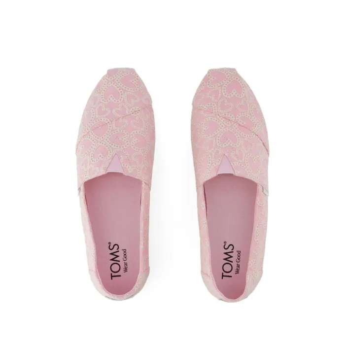 Toms Slip Ons Alpargata Classic Pink Hearts Eyelet 8211 Women