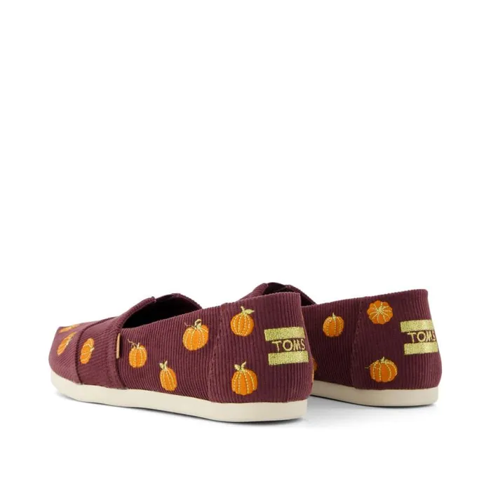 Toms TOMS Classics Alpargata Cloudbound Burgundy Corduroy Embroidered Pumpkins 8211 Women Toms TOMS Classics Alpargata Cloudbound Burgundy Corduroy Embroidered Pumpkins 8211 Women