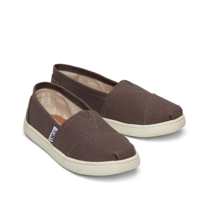Toms TOMS Classics Alpargata Kids Shoe Ash Canvas 8211 WomenKids Toms TOMS Classics Alpargata Kids Shoe Ash Canvas 8211 WomenKids
