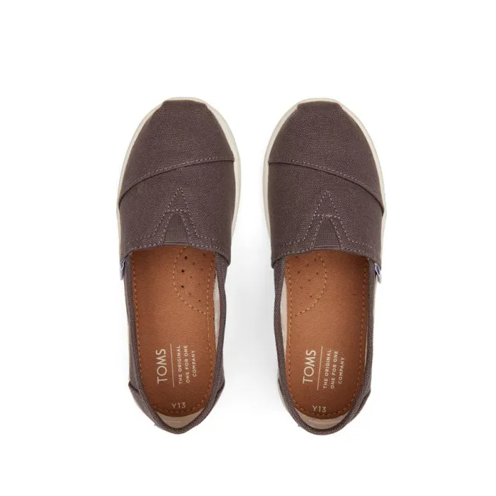 Toms TOMS Classics Alpargata Kids Shoe Ash Canvas 8211 WomenKids Toms TOMS Classics Alpargata Kids Shoe Ash Canvas 8211 WomenKids