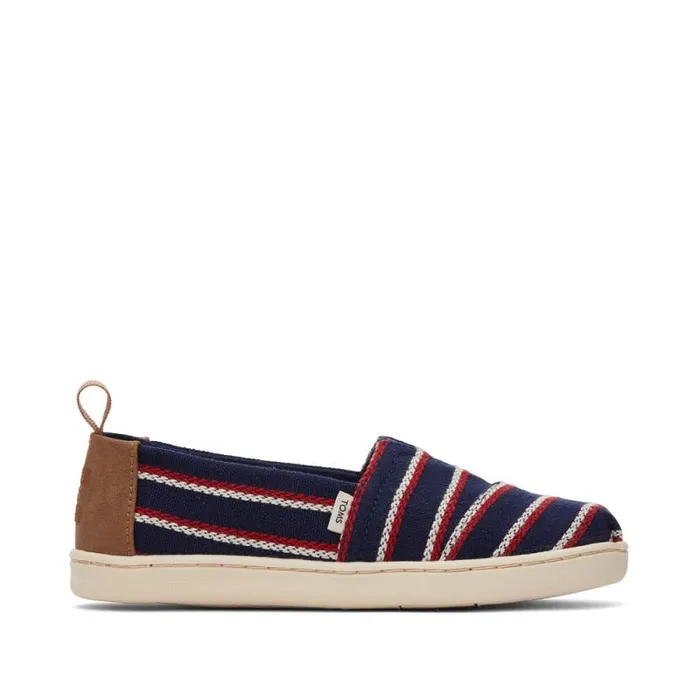 Toms TOMS Classics Alpargata Kids Shoe Navy Woven Stripes 8211 KidsWomen