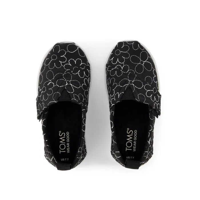 Toms TOMS Classics Alpargata Toddler Shoe Black Quilted Daisy 8211 KidsWomen Toms TOMS Classics Alpargata Toddler Shoe Black Quilted Daisy 8211 KidsWomen