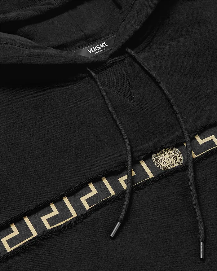 Versace Activewear Women Greca Border Gym Crop Hoodie Black