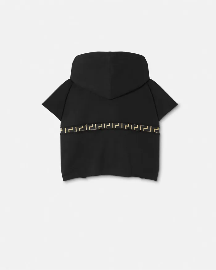 Versace Activewear Women Greca Border Gym Crop Hoodie Black