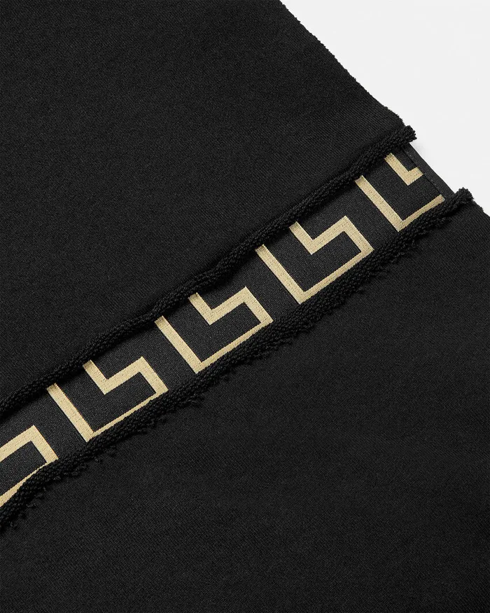 Versace Activewear Women Greca Border Gym Crop Hoodie Black