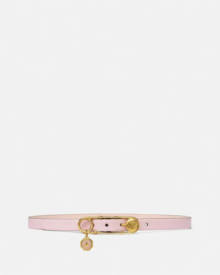 Versace Belts Women Safety Pin Leather Belt 2 Cm Light Pink