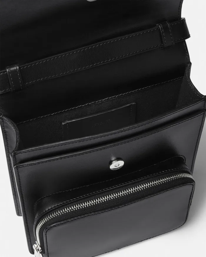 Versace Cargo Men Leather Crossbody Cargo Bag Blacksilver