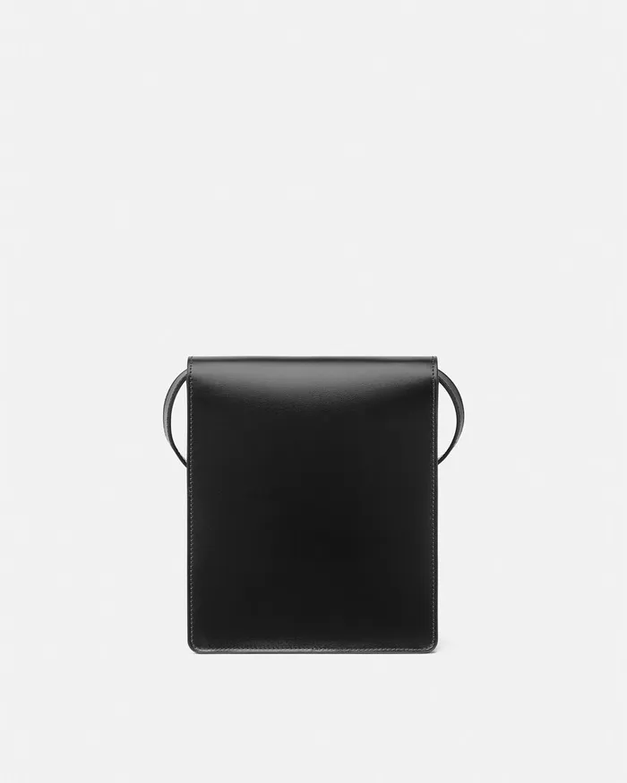 Versace Cargo Men Leather Crossbody Cargo Bag Blacksilver
