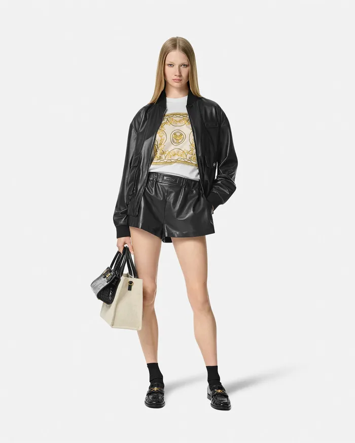 Versace Outerwear and Coats Women Leather Blouson Jacket Black