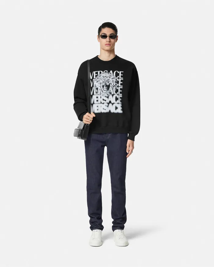 Versace Sweatshirts Men Medusa Medallion Sweatshirt Blackprint
