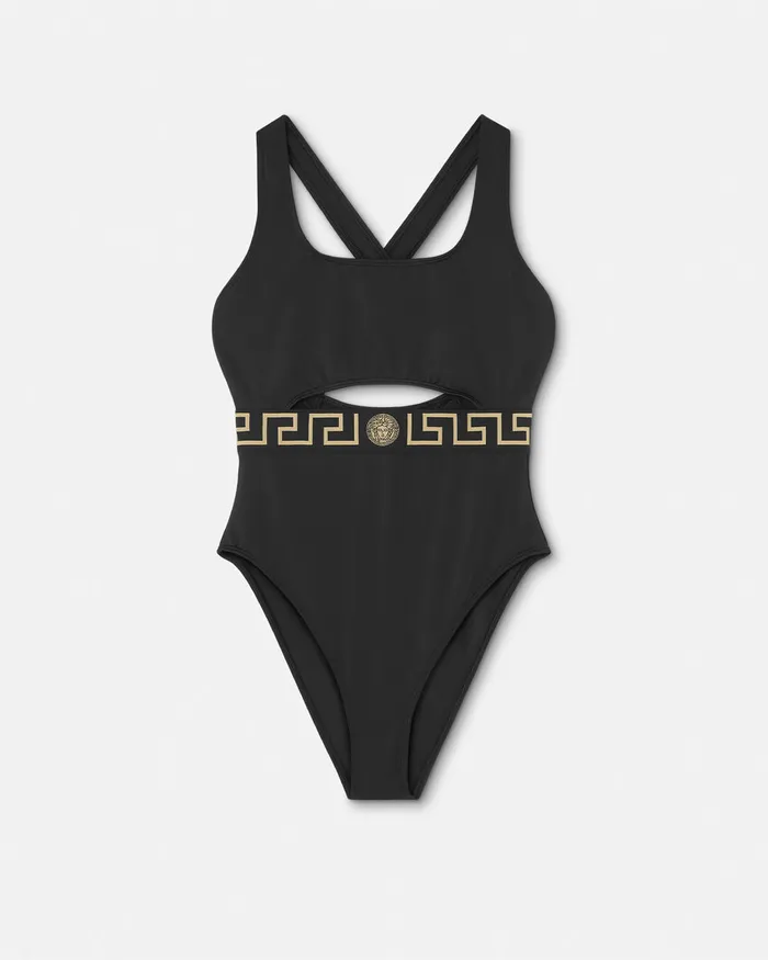 Versace Swimwear Women Greca Border OnePiece Swimsuit Black
