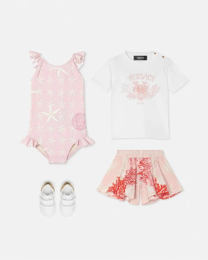 Versace Underwear and Beachwear Kids Stella Marina Baby Swimsuit White