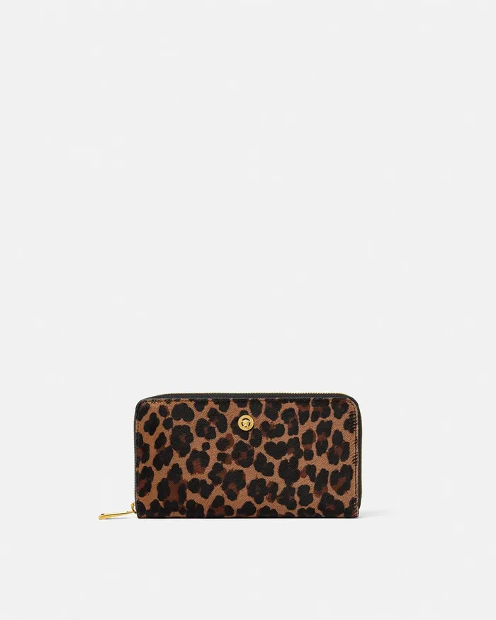 Versace Wallets MenWomen Leopard Medusa Biggie Long Wallet Animalier