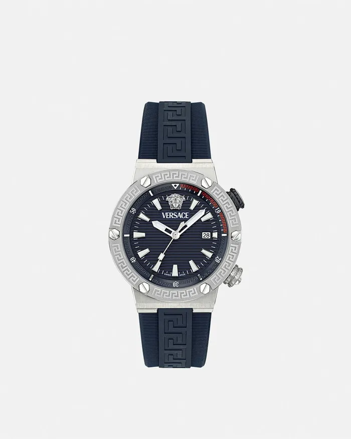 Versace Watches Men Greca Logo Diver Watch Bluesilver