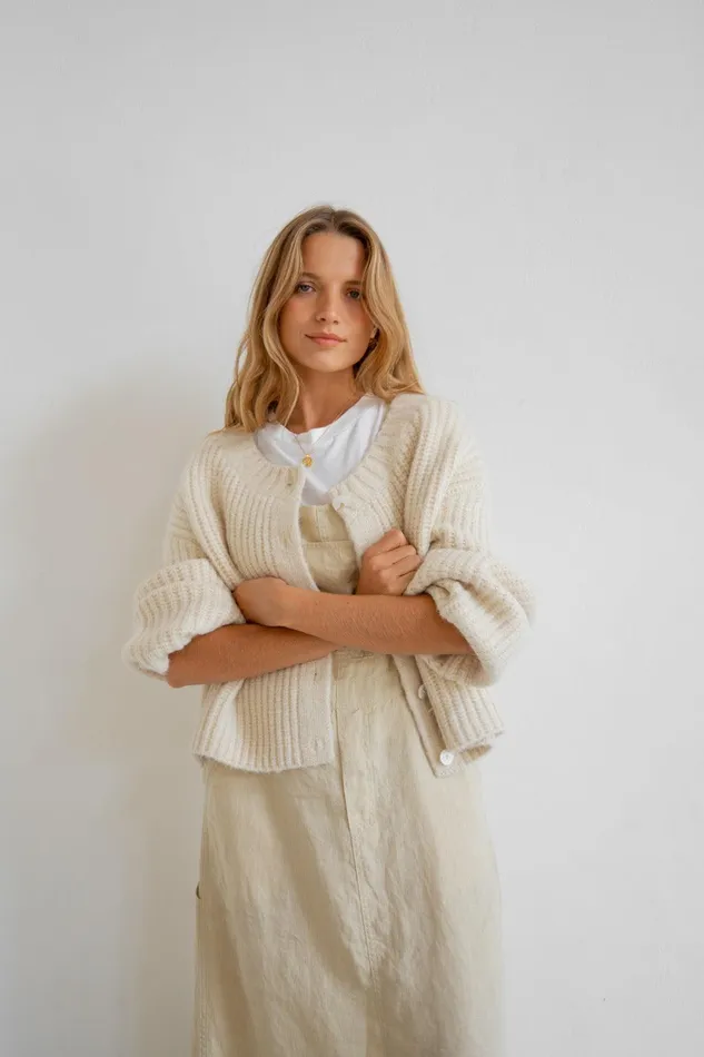 VRG GRL Elsie Knit Cardigan Cream Women JumpersSweaters VRG GRL Elsie Knit Cardigan Cream Women JumpersSweaters