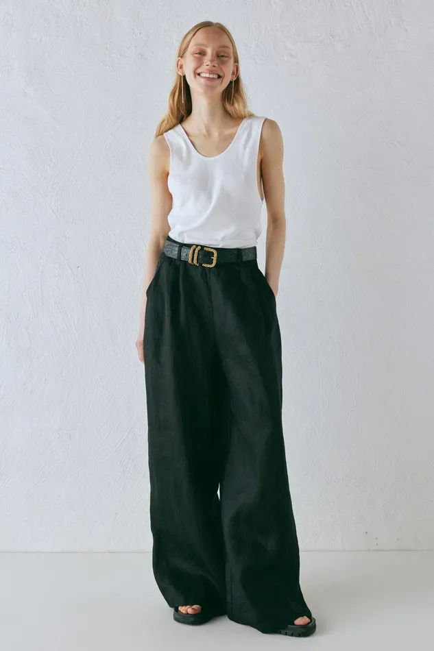 VRG GRL Energy Flows Linen Pants Black Women Pants VRG GRL Energy Flows Linen Pants Black Women Pants