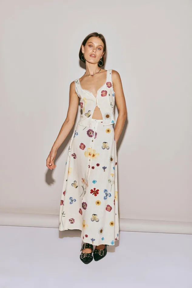 VRG GRL Love Language Midi Skirt Floral Women Skirts VRG GRL Love Language Midi Skirt Floral Women Skirts