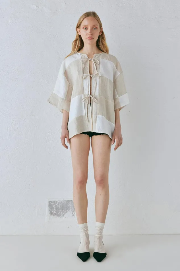 VRG GRL Naomi Linen Smock Top Natural Women Shirts VRG GRL Naomi Linen Smock Top Natural Women Shirts
