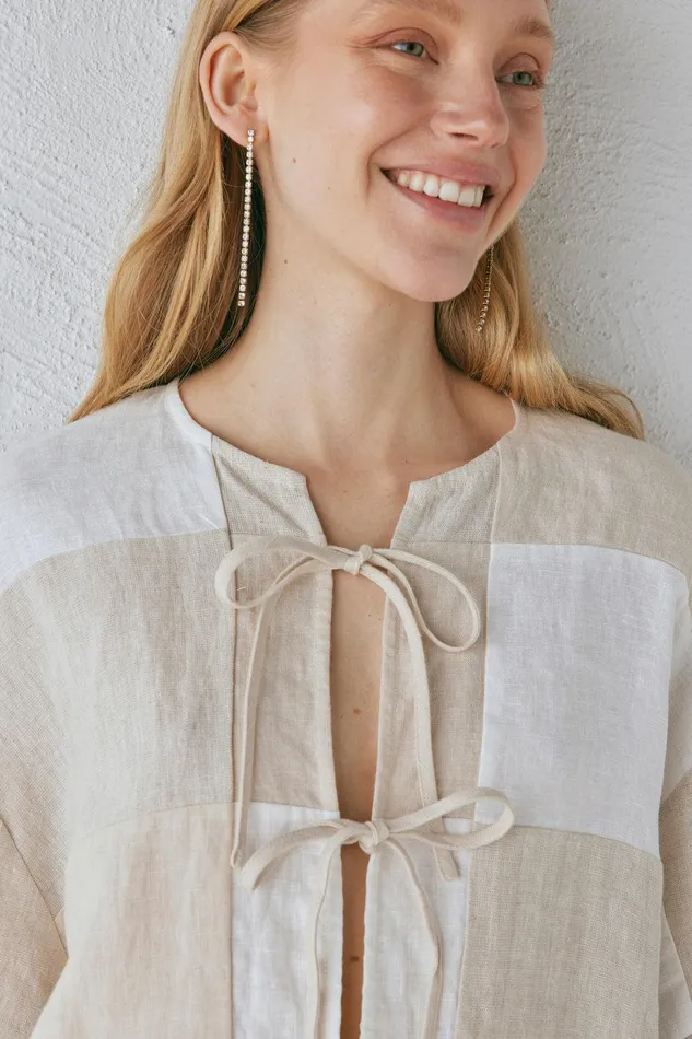 VRG GRL Naomi Linen Smock Top Natural Women Shirts VRG GRL Naomi Linen Smock Top Natural Women Shirts