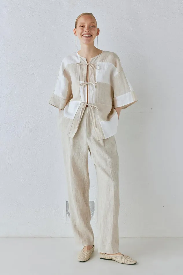 VRG GRL Naomi Linen Smock Top Natural Women Shirts VRG GRL Naomi Linen Smock Top Natural Women Shirts