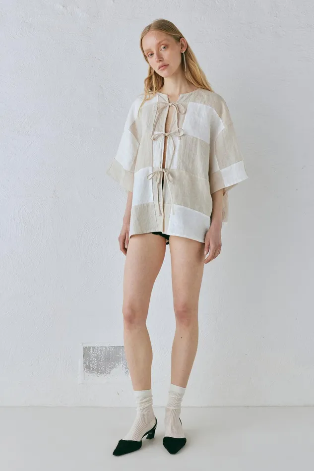 VRG GRL Naomi Linen Smock Top Natural Women Shirts VRG GRL Naomi Linen Smock Top Natural Women Shirts