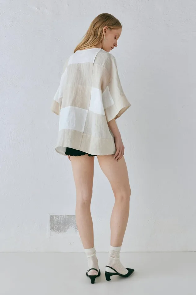 VRG GRL Naomi Linen Smock Top Natural Women Shirts VRG GRL Naomi Linen Smock Top Natural Women Shirts