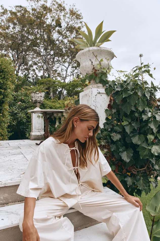 VRG GRL Naomi Smock Top Cream Women Short Sleeve VRG GRL Naomi Smock Top Cream Women Short Sleeve