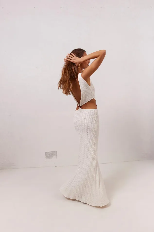 VRG GRL Penne Knit Maxi Dress White Women MidiMaxi Dresses VRG GRL Penne Knit Maxi Dress White Women MidiMaxi Dresses