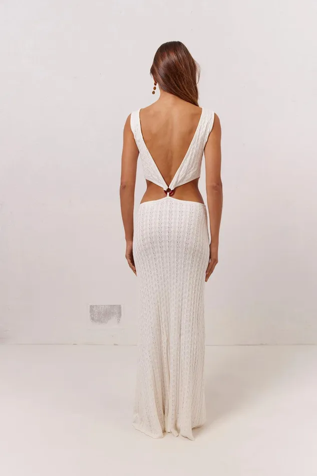 VRG GRL Penne Knit Maxi Dress White Women MidiMaxi Dresses VRG GRL Penne Knit Maxi Dress White Women MidiMaxi Dresses