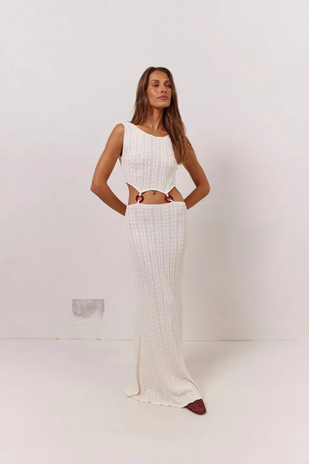 VRG GRL Penne Knit Maxi Dress White Women MidiMaxi Dresses VRG GRL Penne Knit Maxi Dress White Women MidiMaxi Dresses
