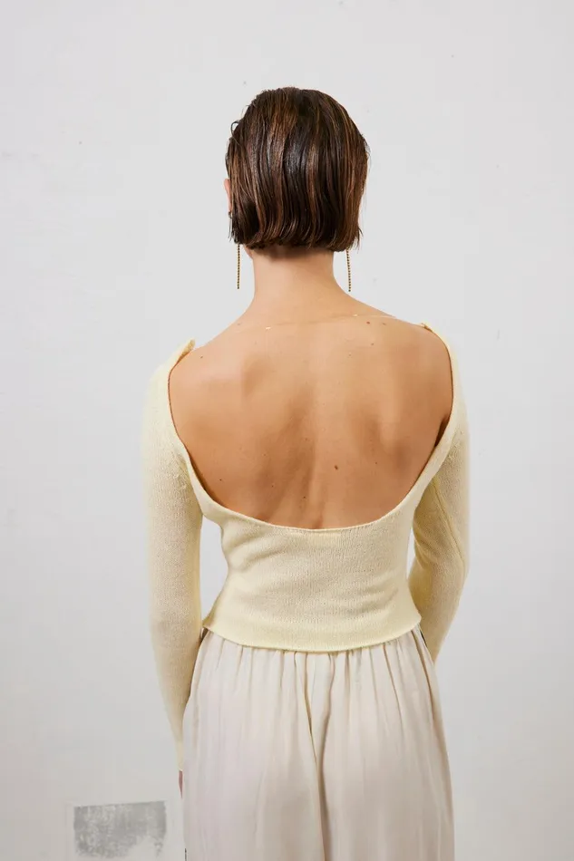 VRG GRL Sardinia Knit Top Cream Women Long Sleeve VRG GRL Sardinia Knit Top Cream Women Long Sleeve