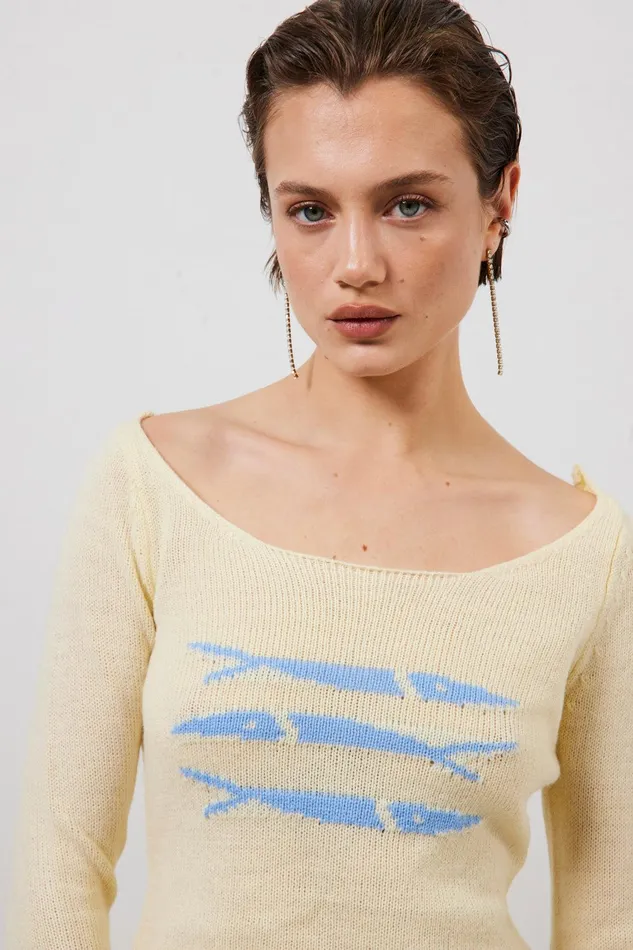 VRG GRL Sardinia Knit Top Cream Women Long Sleeve VRG GRL Sardinia Knit Top Cream Women Long Sleeve