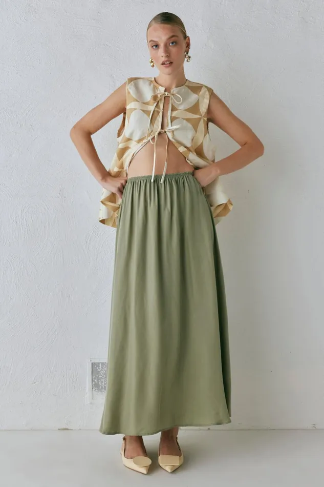 VRG GRL Solara Midi Skirt Sage Women Skirts VRG GRL Solara Midi Skirt Sage Women Skirts