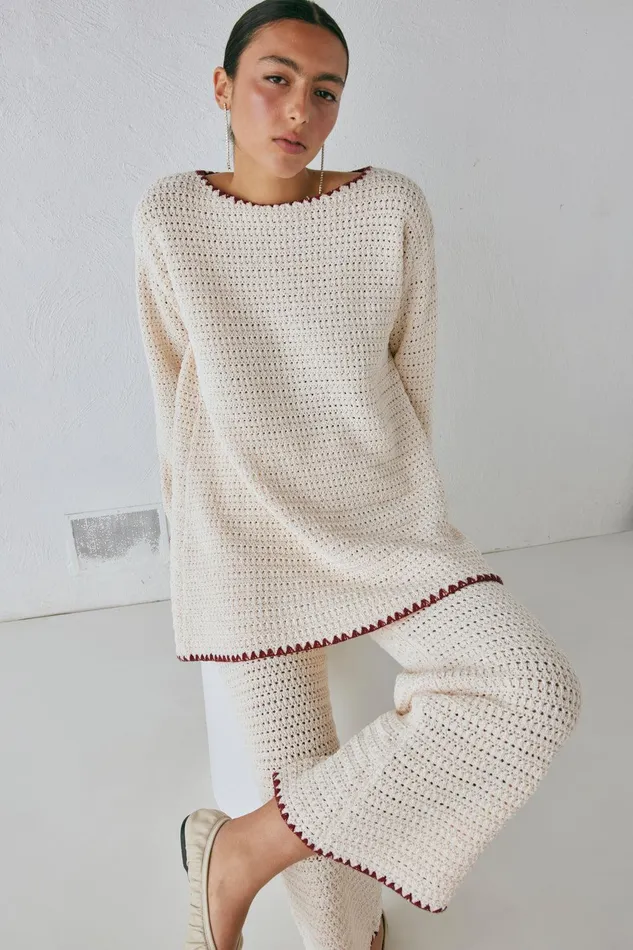VRG GRL Stella Knit Tunic Cream Women JumpersSweaters