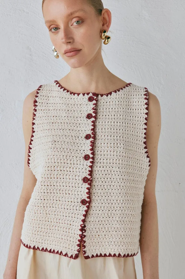 VRG GRL Stella Knit Vest Cream Women Vests VRG GRL Stella Knit Vest Cream Women Vests