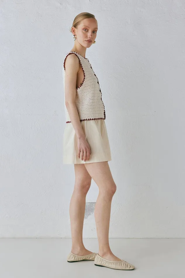 VRG GRL Stella Knit Vest Cream Women Vests VRG GRL Stella Knit Vest Cream Women Vests