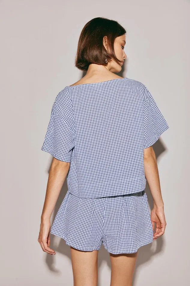 VRG GRL The Sea and I Smock Top Navy Women Short Sleeve