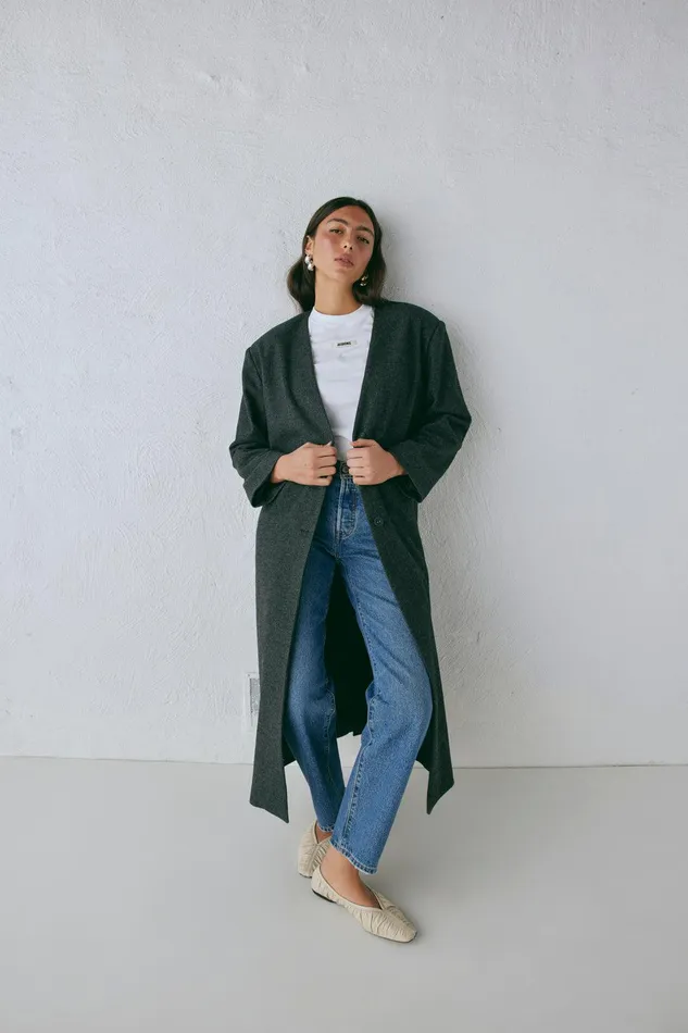 VRG GRL Vale Trench Coat Charcoal Women JacketsCoats