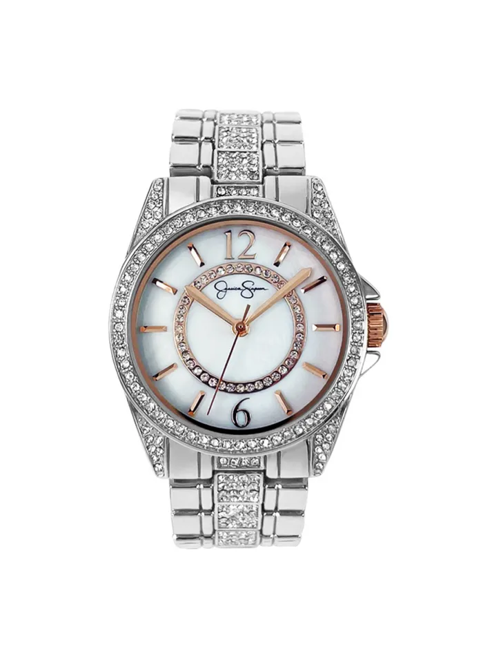 Watches Accessories Jessica Simpson Silver Tone Crystal Bracelet Watch