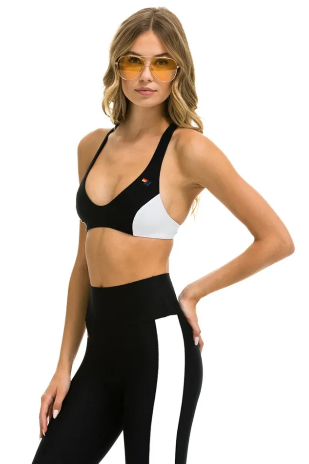 Women Activewear Aviator Nation COLOR BLOCK BRALETTE SPORTS BRA 8211 BLACK Women Activewear Aviator Nation COLOR BLOCK BRALETTE SPORTS BRA 8211 BLACK