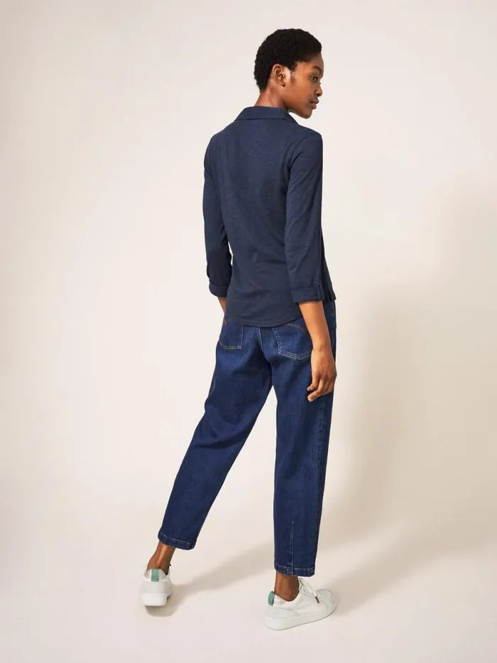 Women Annie Jersey Shirt French Navy White Stuff Shirts and Blouses