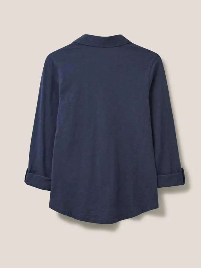 Women Annie Jersey Shirt French Navy White Stuff Shirts and Blouses