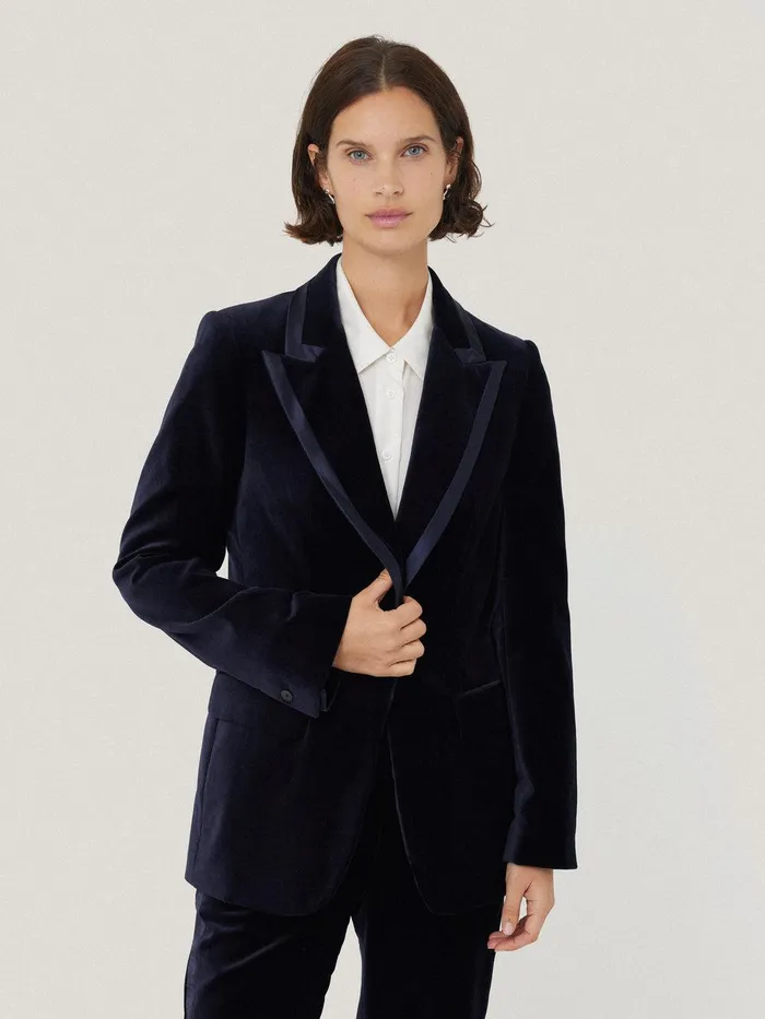 Women Ashby Velvet Blazer Navy Jigsaw Coords