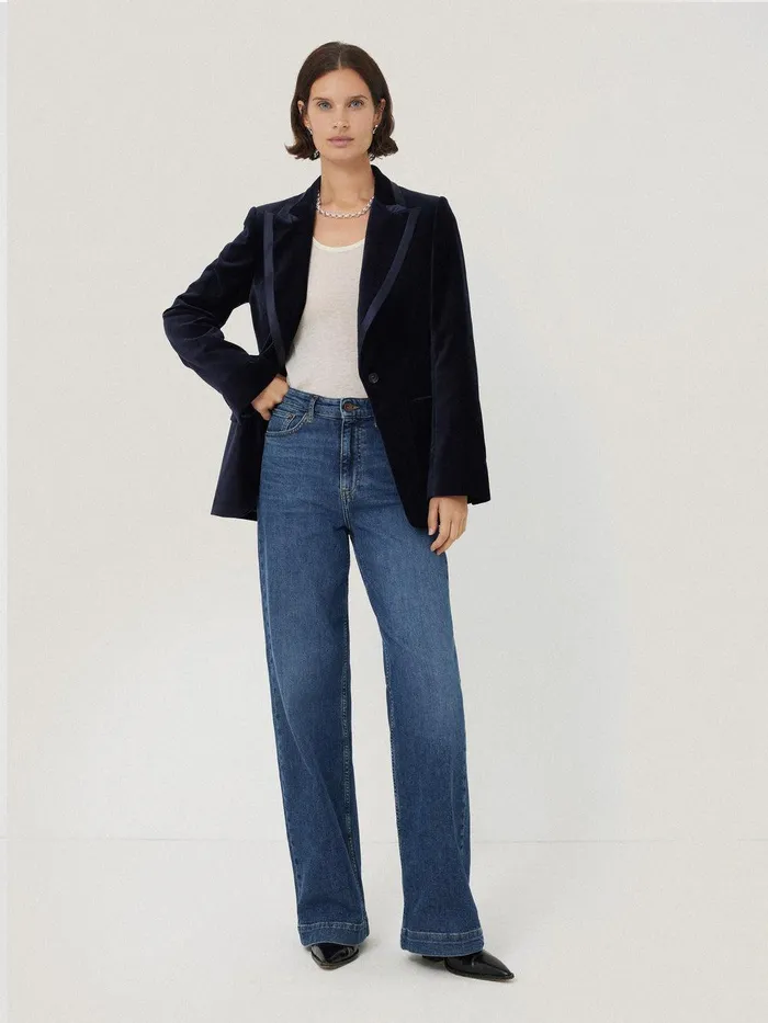 Women Ashby Velvet Blazer Navy Jigsaw Coords